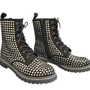'Wild Pair' Silver Studded Punk Combat Boots w/Price Tag 9.5